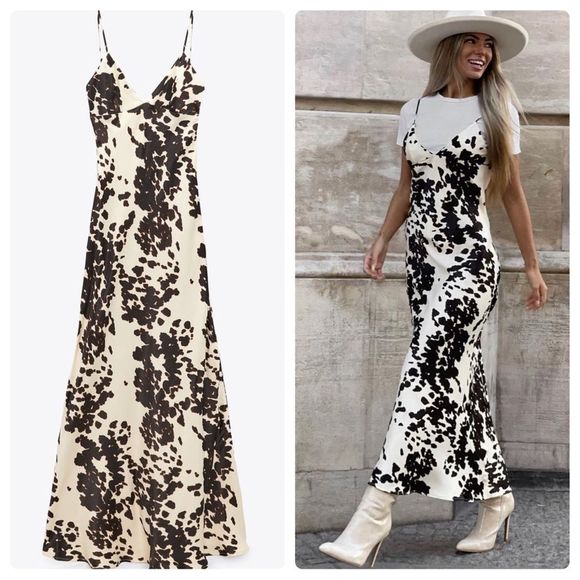 Zara Dresses & Skirts - Zara Satin Effect Printed Dress New